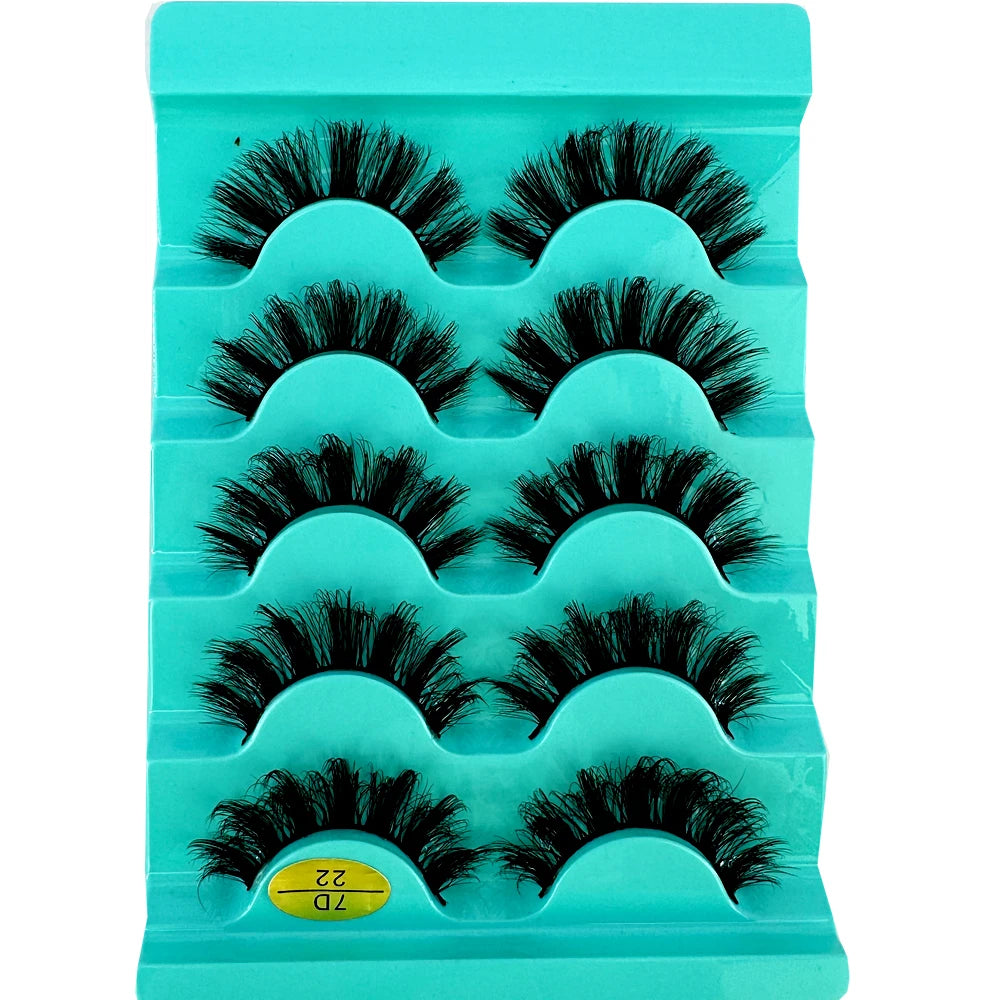 Cat Eye Eyelashes 3D Natural False Lashes D Curl Fluffy Soft Cross 5 Pairs Manga Lashes Wispy Natural Eyelash Extension Makeup