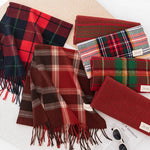 Christmas Red Scarf For Women Imitation Cashmere Plaid Printed Plush Scarf Trend Premium Warm Shawl Tassel Scarves