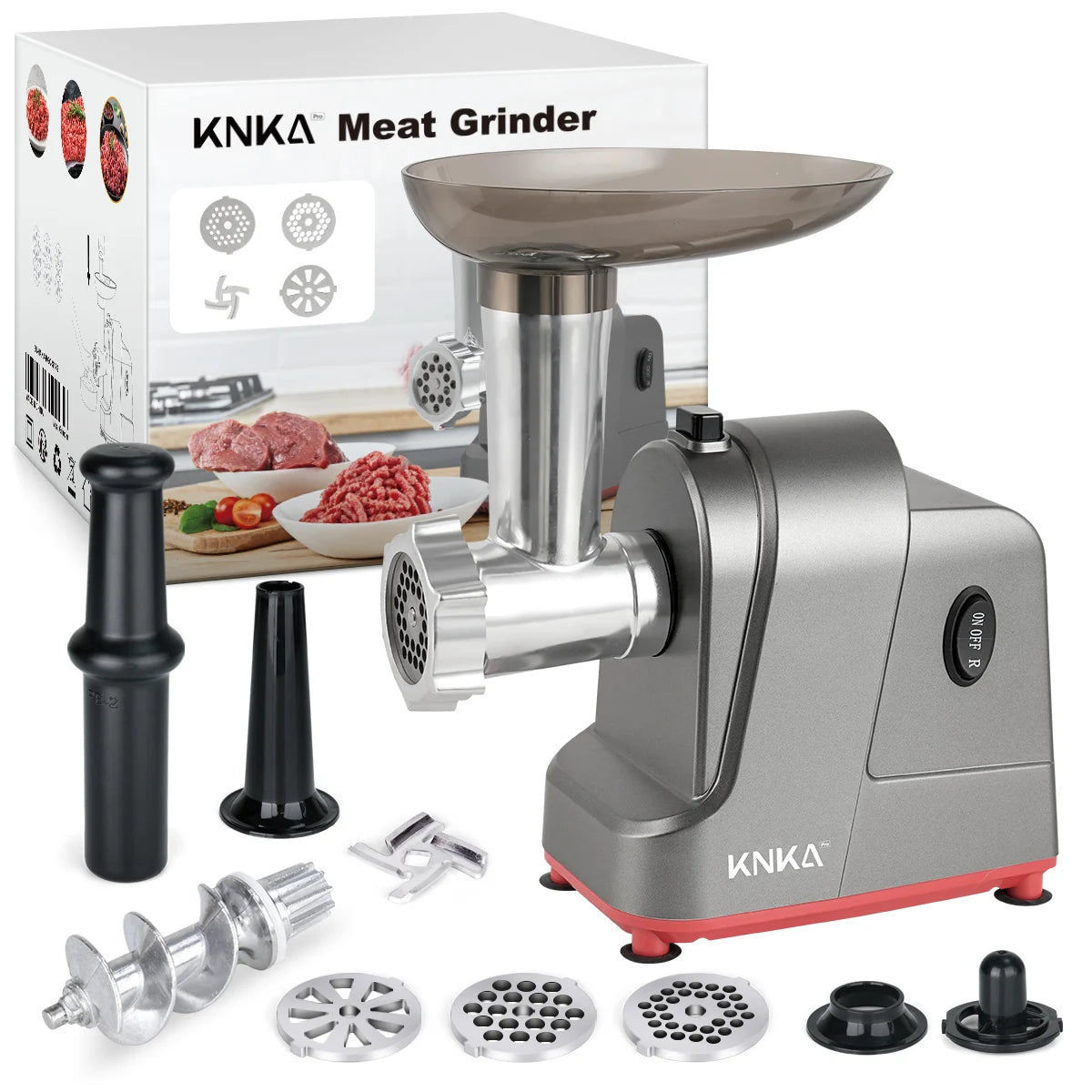 Electric Meat Grinder with 3 Stainless Steel Cutting Plates, Cookie and Sausage Chopper for Home Kitchen, Christmas Dinner Tools