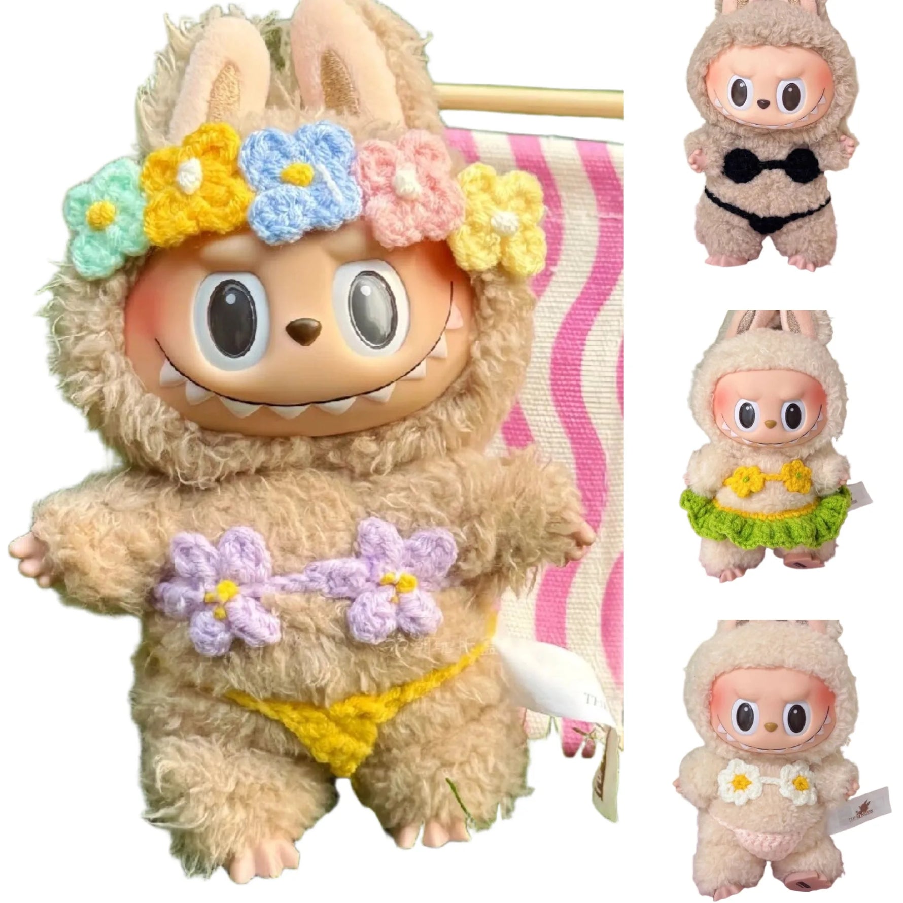 Lovely Bikini Bib Headband For Labubu 3.0 Big Into Energy Series Swimsuit Labubu Sexy Bikini Set Labubu Clothes