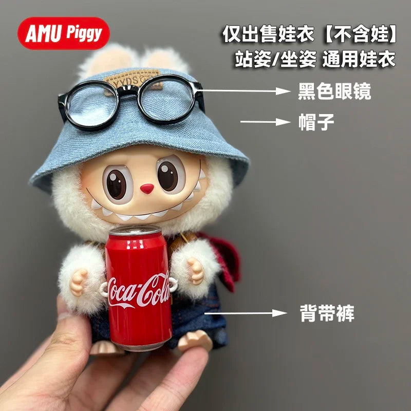 Clothes for Clothes Doll DIY Accessories Pull Cloth Cola Happiness Factor Labubu Clothes Set Doll Outfit Have Shoes