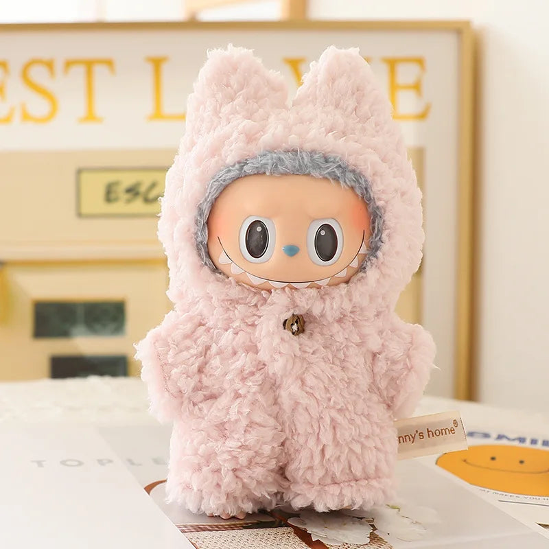 1pc 17cm Labubu Clothes Cute Mini Plush Doll'S Outfit Accessories Blue Shark Jumpsuit Snowman Suit For V1v2 Dolls Girl Kids Gift