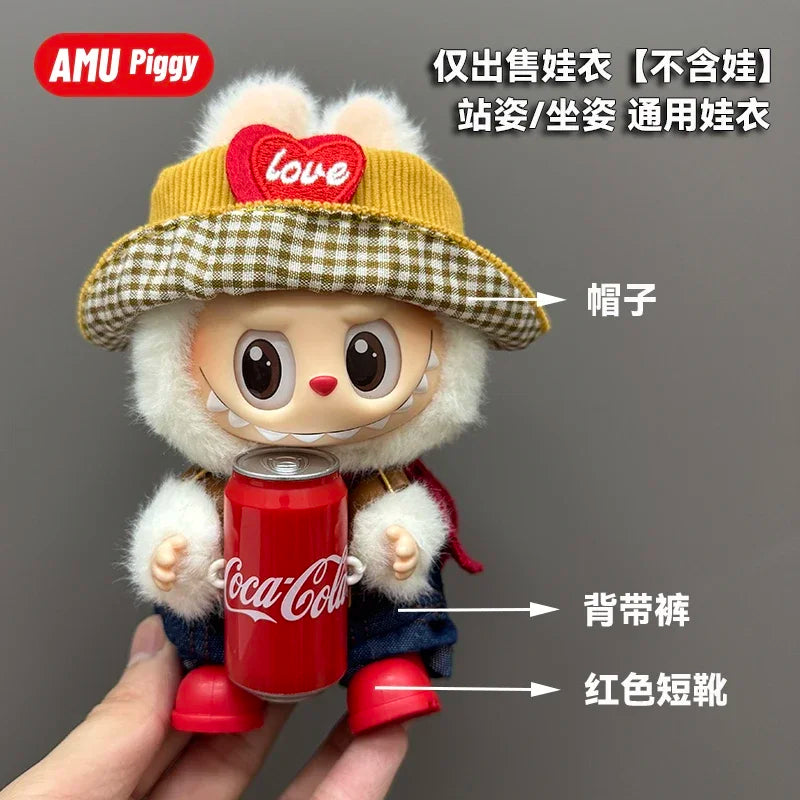 Clothes for Clothes Doll DIY Accessories Pull Cloth Cola Happiness Factor Labubu Clothes Set Doll Outfit Have Shoes