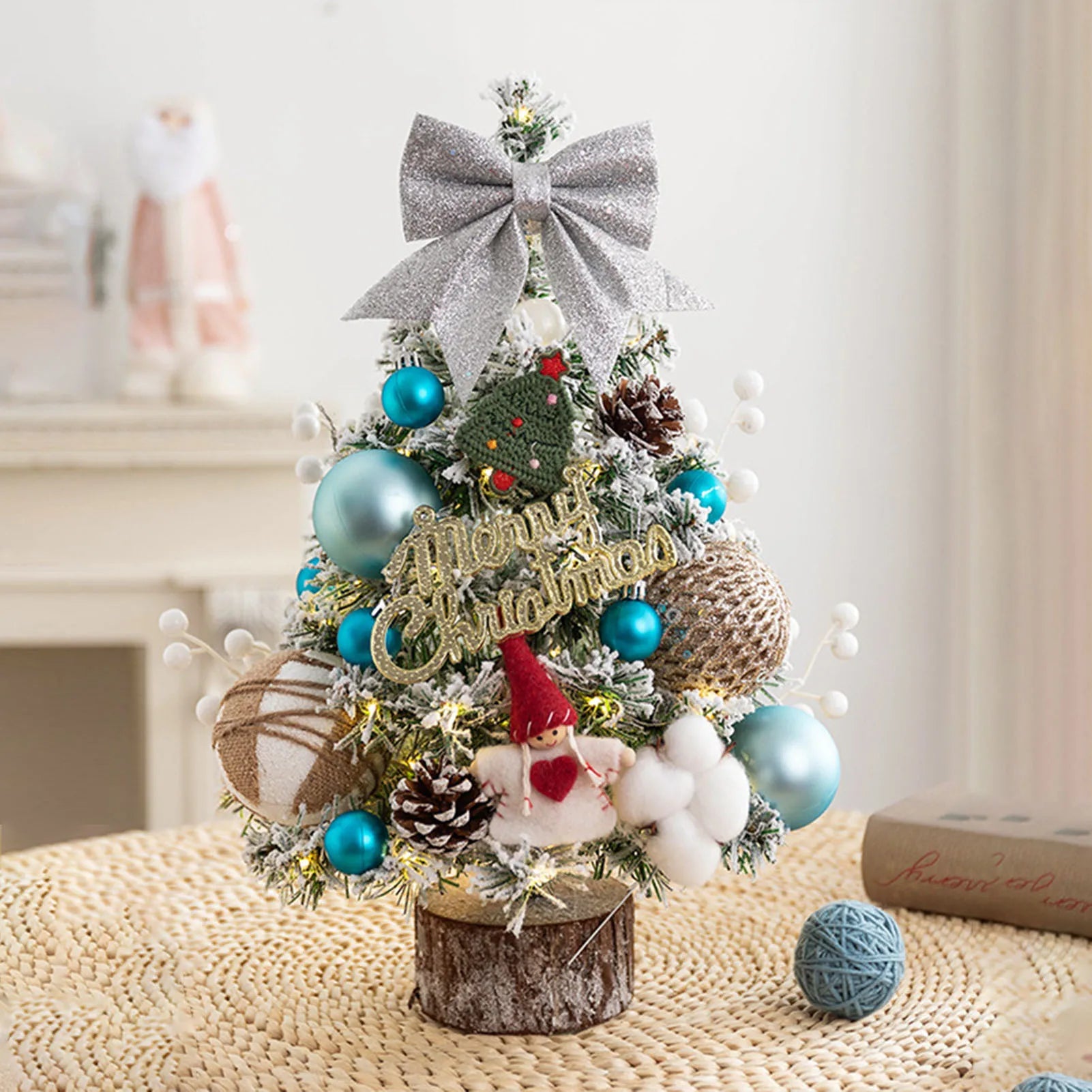 45cm Glitter Tabletop Mini Christmas Tree Add Atmospheres Xmas Tree Decor For Bedroom Home Party Office Home Desktop Ornaments