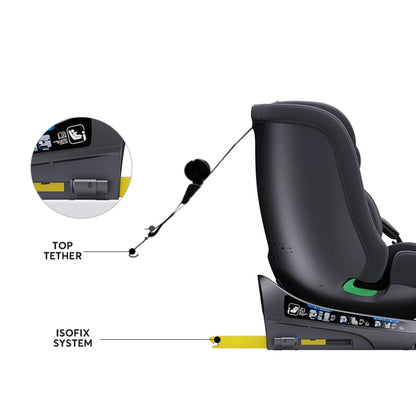 Child seat 360° ISOFIX rotating baby car seat, ECE R129/0-36 kg/0-12 years, 5-point seat belt