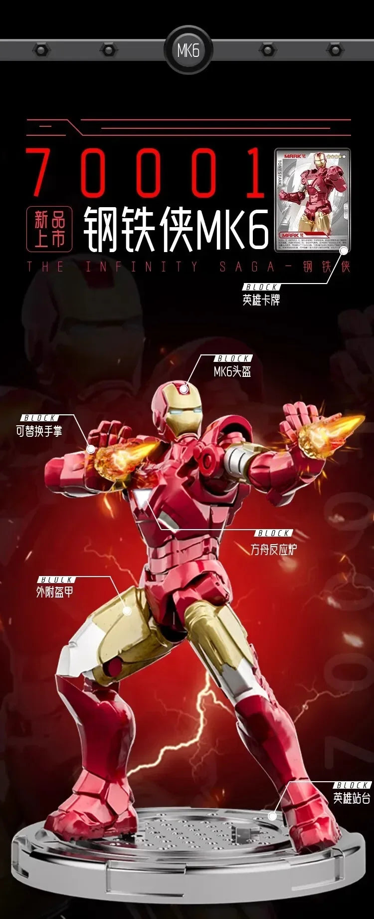 Marvel figure Splicing toys iron man MK1 MK2 MK3 MK4 MK5 MK6 MK7 Action figure model Birthday gift for children