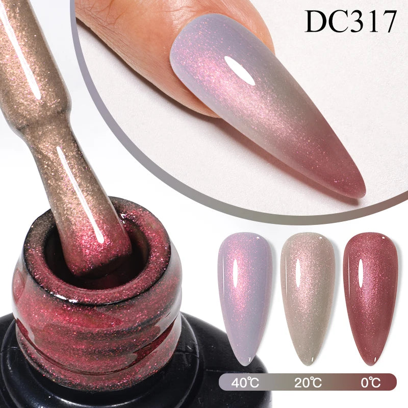 Mtssii 7ml Changing AurorasThermal Rubber Base Gel Nail Polish Nude Purple Glitter Sparking Long Lasting Manicure Art Varnish