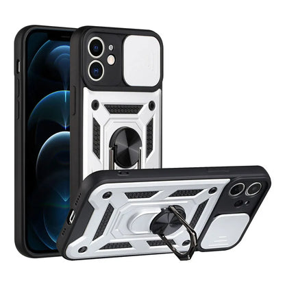 For iPhone 16 17 15 14 13 12 11 Pro Max Mini Plus Air Military Grade Bumpers Ring Cover Slide Camera Lens Protector Armor Case