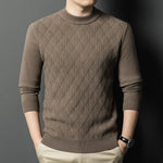 High Quality Winter Men's Mock Neck Knitted Sweater Solid Color Thick Warm Knit Pullovers Men Slim Fit Smart Casual Sweaters