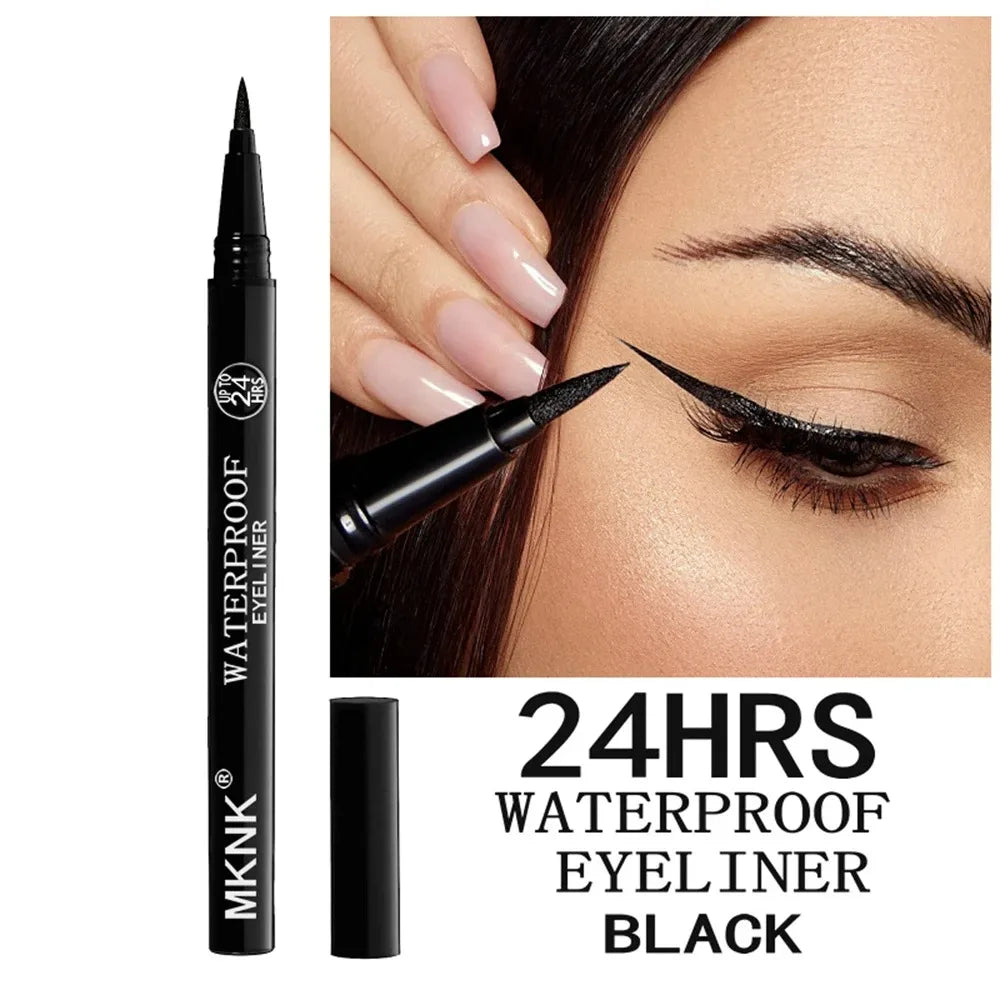 1/2 PCS Black Quick-Dry Eyeliner Pencil - 24H Lasting Smooth Matte Waterproof Anti-Smudge Liquid Eyeliner Makeup for Eyes