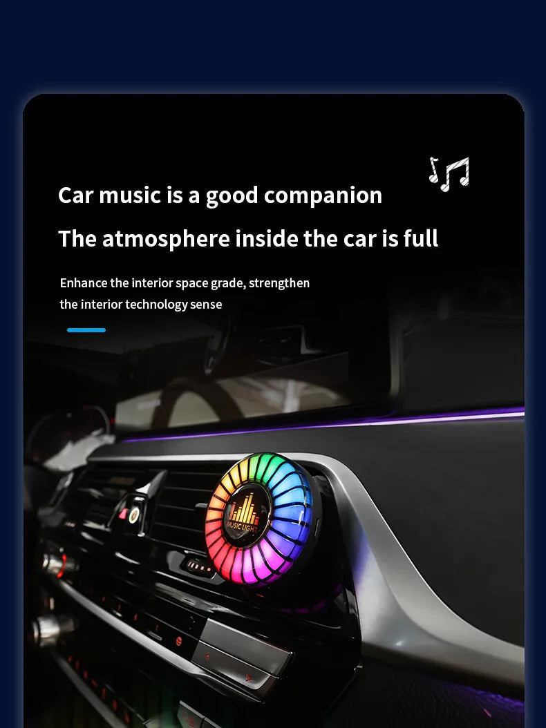 2 in 1 Smart RGB Pickup Lights LED 3D Ambient Lamp Sound Control Music Rhythm Lights Air Freshener for Car Gaming TV Creative