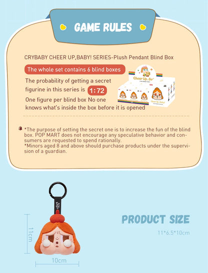 POP MART Crybaby "Cheer Up, Baby!" Pluche Hanger Mystery Box – Blind Box Collectible (Limited Edition)