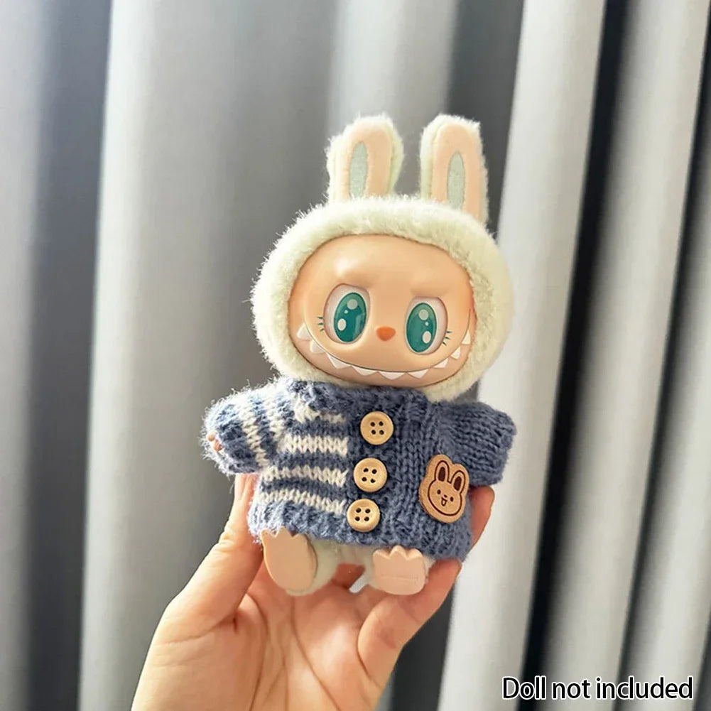 For 15-17 cm V1v2 Labubu Clothes Outfit Labubu Sitting Party Bear Label Scarf Hat Bag Dolls Accessories Cute Decoration Sweater