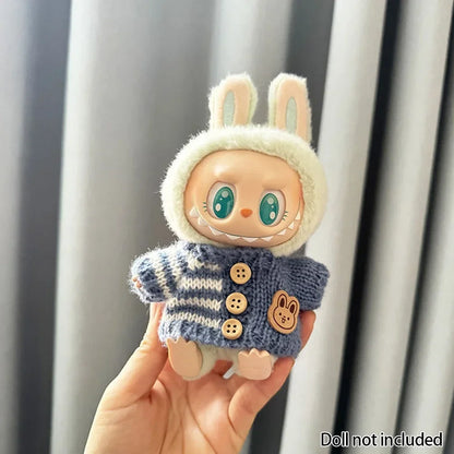 For 15-17 cm V1v2 Labubu Clothes Outfit Labubu Sitting Party Bear Label Scarf Hat Bag Dolls Accessories Cute Decoration Sweater
