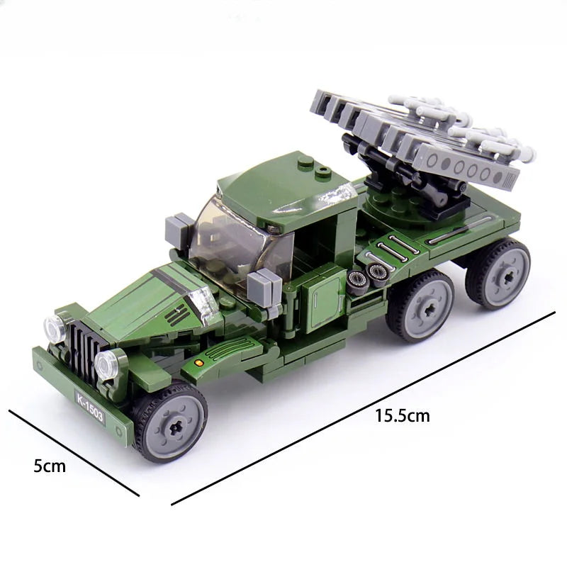 Military Patrol German Opel truck anti-aircraft gun Weapon Building Blocks WW2 Army Soldiers Brinquedos Bricks Classic Kids Toys
