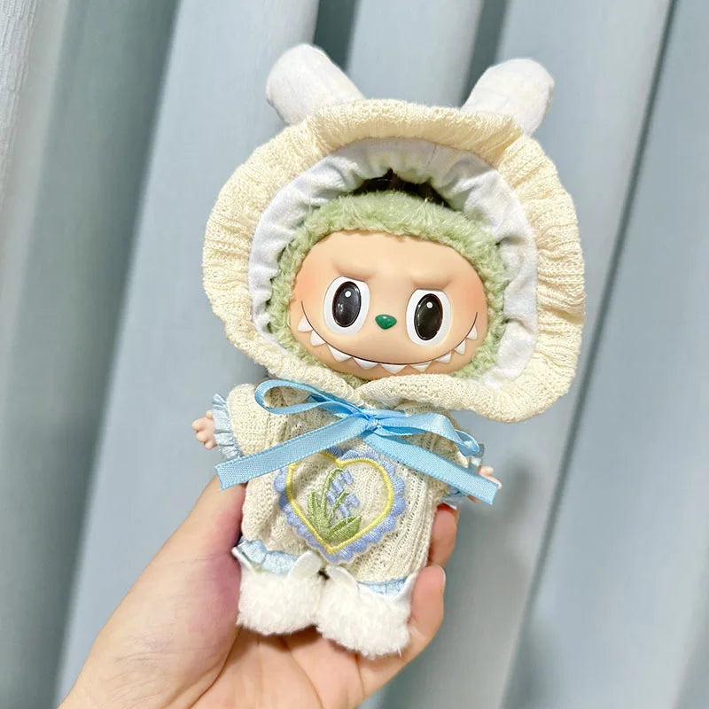 15cm/17cm Labubu I II Dolls Clothes Cute Eye Mask Pajamas Three Piece Set Accessories Clothing Plush Doll'S Clothes