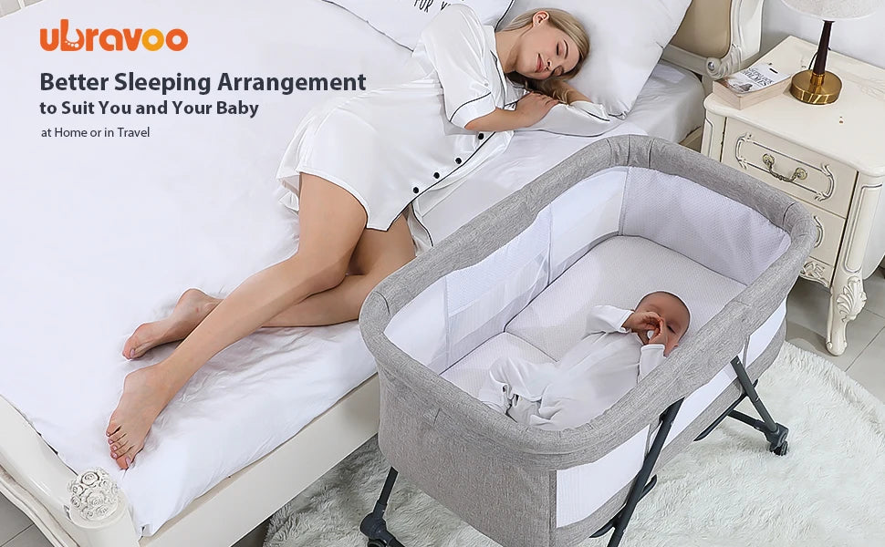 Baby Reisbed met Matras & Stille Wielen – Omvormbare Schommelwieg