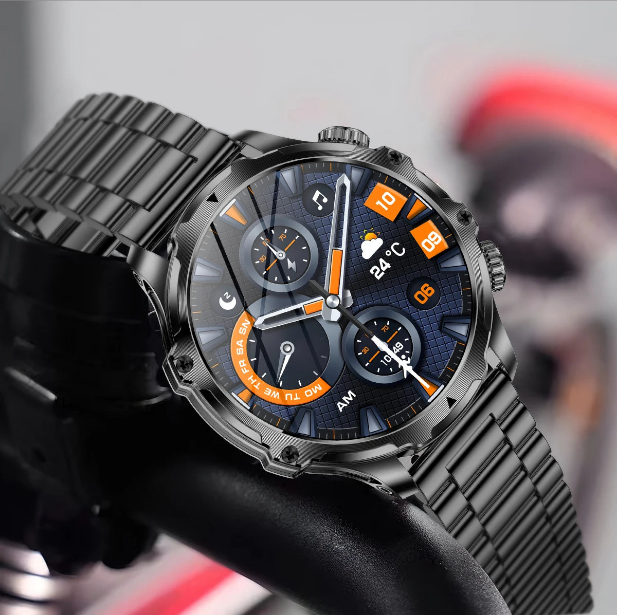 AK75 Smart Watch Flashlight 1.9inch Men Outdoors Sports Fitness Tracker 700mah Large Battery BT Calling LED Light Smartwatch