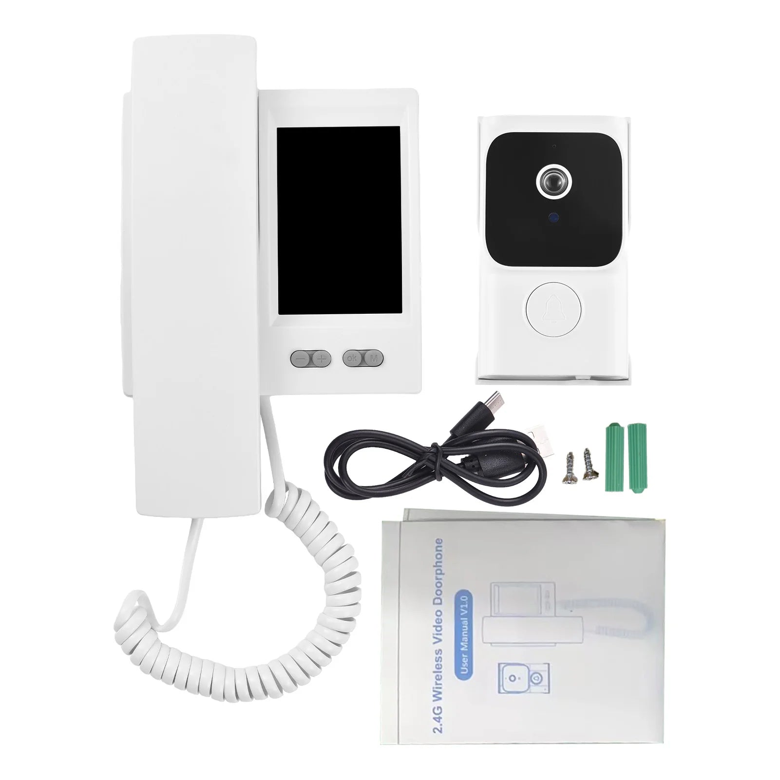 Video Door Phone System 3.5 Inch IPS Screen Wireless Doorbell with Camera Doorphone Telephone Style Wireless Doorbell Intercom