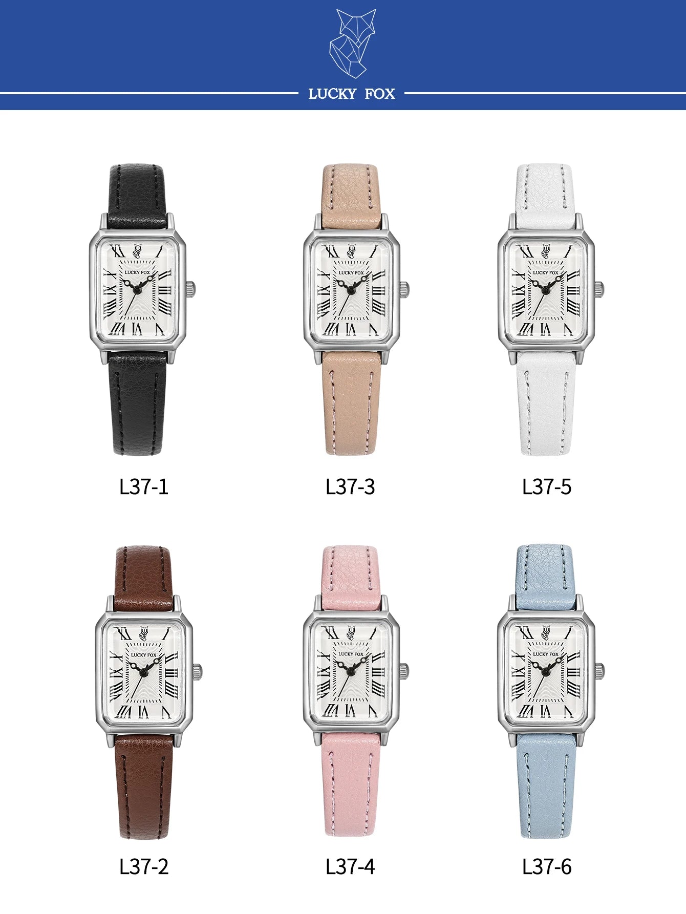 Fashion Rectangle Quartz Wrist Watch for Women Luxury Brand Roman Dial Leather Strap  Ladies Watches Clock