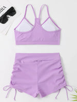 Bikiniset met hoge taille en trekkoord aan de voorkant (2025) - Damesbadkleding en strandkleding