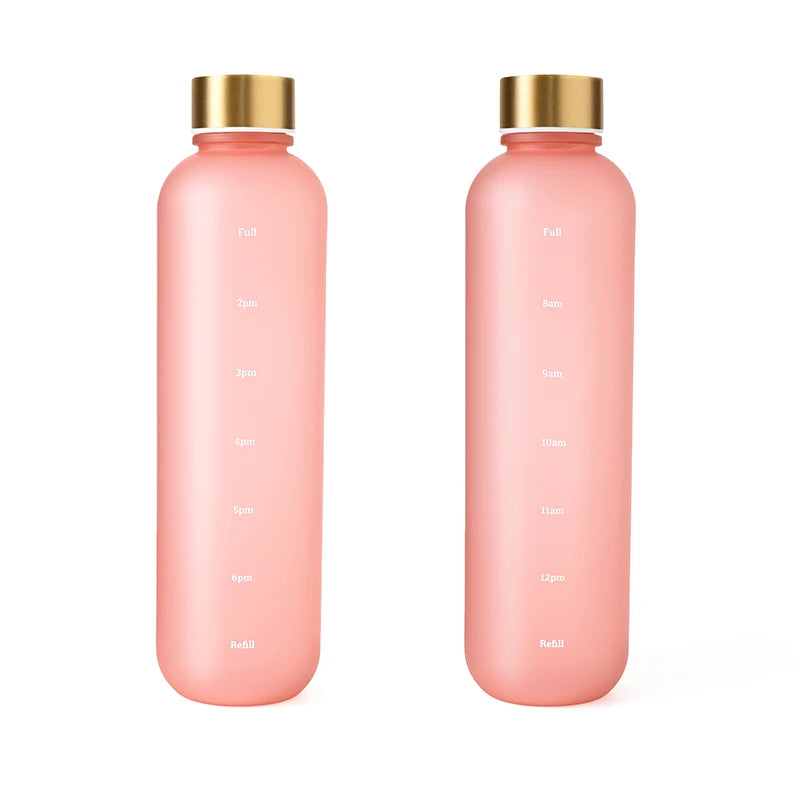 1000ML Bottle With Time Marker Motivational Reusable Fitness Sports Outdoors Travel Cycling Leakproof BPA Free Frosted Bottle
