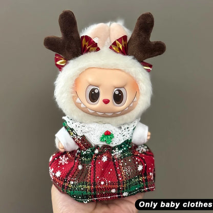 Suspenders Suit For 17cm Labubu Doll Clothes All-match Colour Outfit Doll Accessories Fashion Design Lovely Little Bear Star