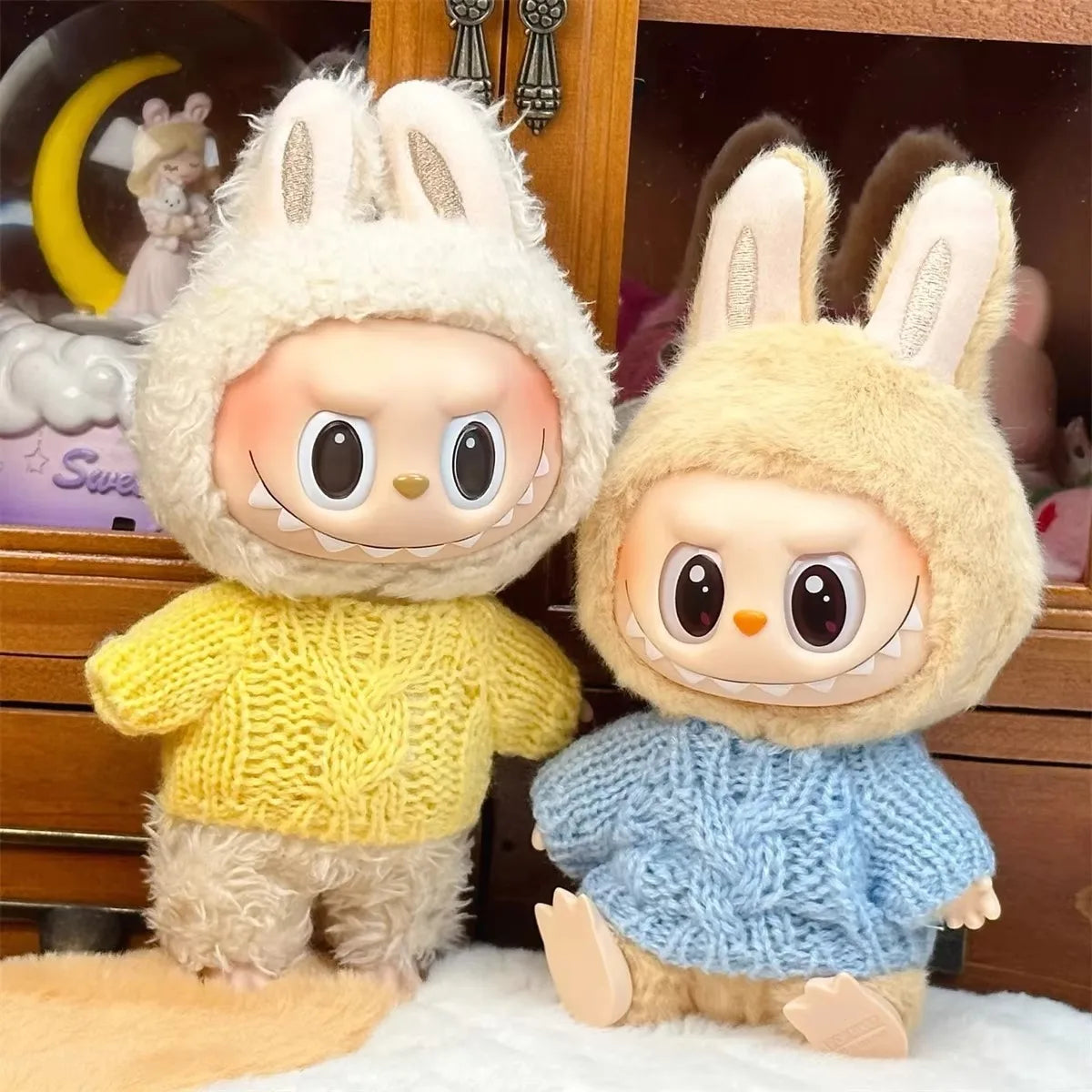 Ropa Labubu Doll Clothes Outfit Accessories For 15/17cm Labubu V2 V1 Plush Doll's Clothing Colorful Sweater Kid Toy Girl Gift