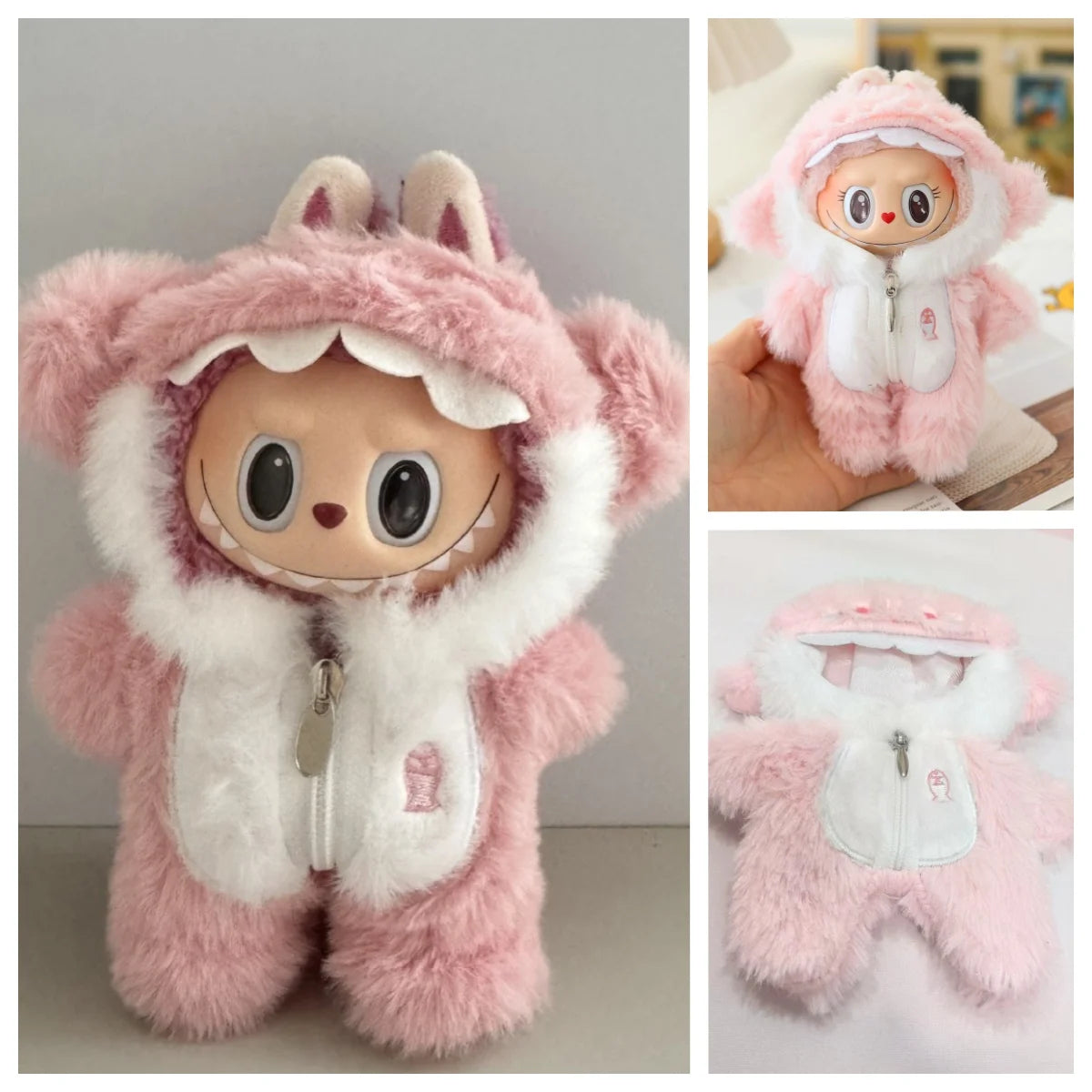 13CM Plush Doll Clothes for Labubu Doll's Clothes 6-Piece Set Dinosaur Animal Suit with Hat Outfit Accessories Dolls Clothing