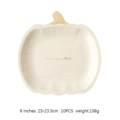 Halloween Thanksgiving Disposable Tableware White Paper Plates Halloween Pumpkin Party Supplies Birthday Party Decor