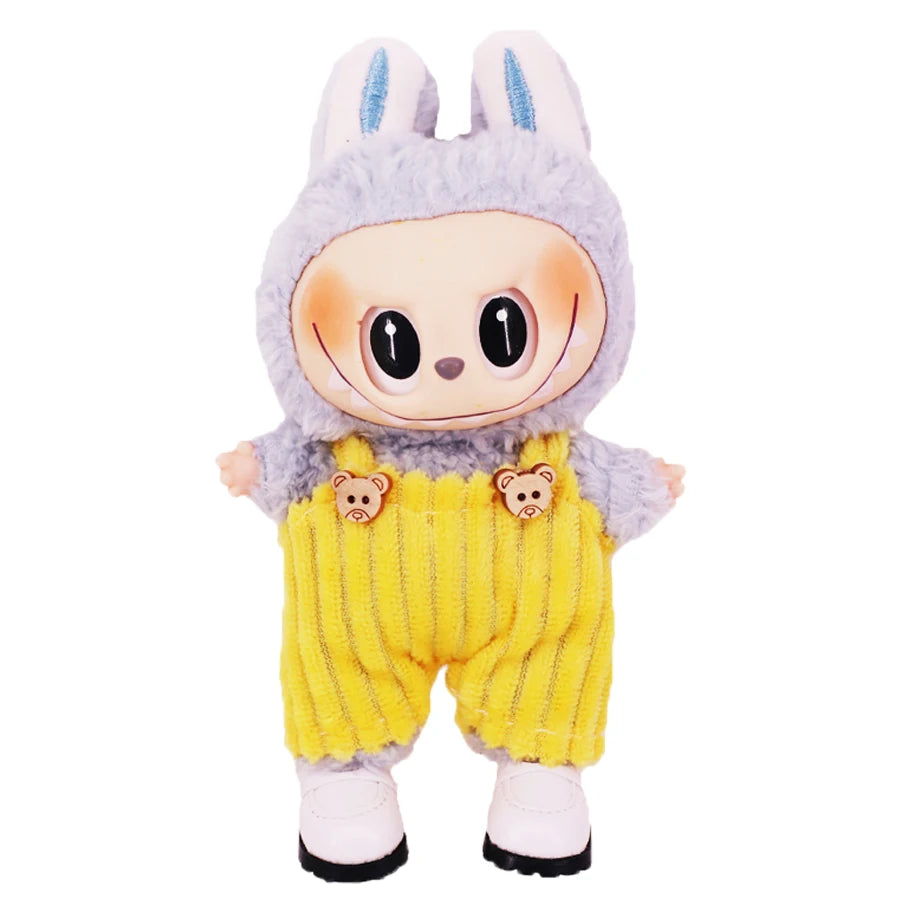 For 17Cm Plush Doll Labubu Clothes Accessories Pants Skirts Cute Overall Doll Shoes Leather Shoes Martin Boots Holiday Gifts
