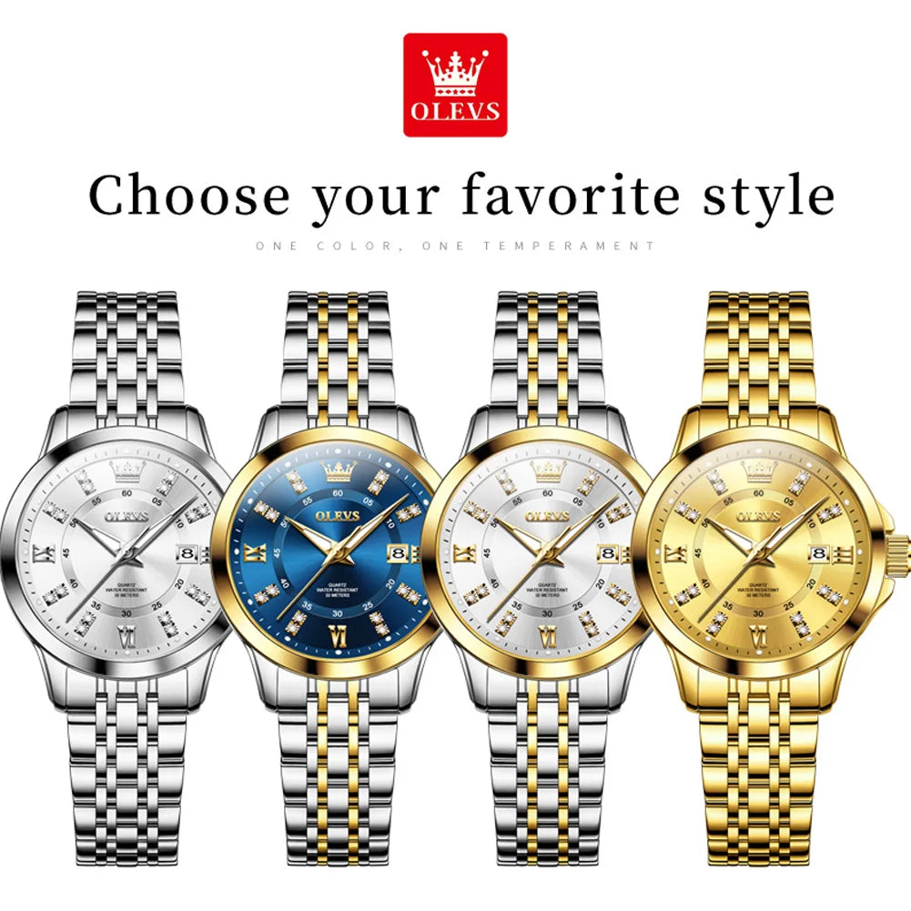 OLEVS 3620 Womens Watches Original Brand Elegant Fashion Quartz Wirtwatch For Ladies Waterproof Luminous Diamond Scale Reloj
