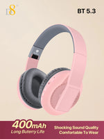 D8 Over Ear  Headphones,  Wireless and Wired Headset Built-in Microphone,  Micro SD Card Slot - (Stealth)  40H Playtime