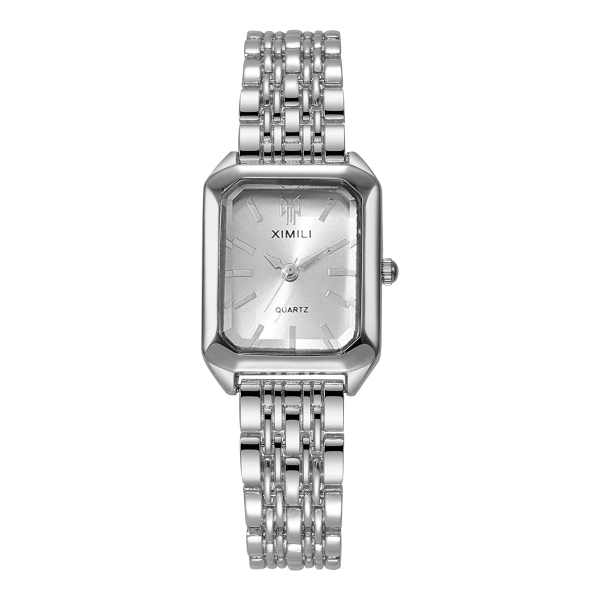 1/2/4PCS Fashion Rectangle Women Quartz Watches Stainless Steel Band Wristwatches for Girls Clock Reloj Mujer（Without Box）