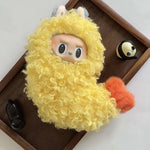 For Labubu Doll Clothes Fried Shrimp Onesie 1st 2nd 3rd Gen 17cm Labubu Sitting Party Yellow Outfit Vinyl Dolls Accessories
