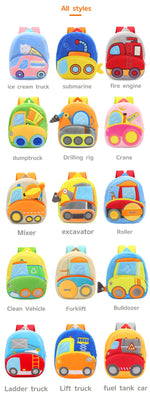 2-4 years old kids engineering backpack cartoon excavator backpack plush kids small school bag toy backpack