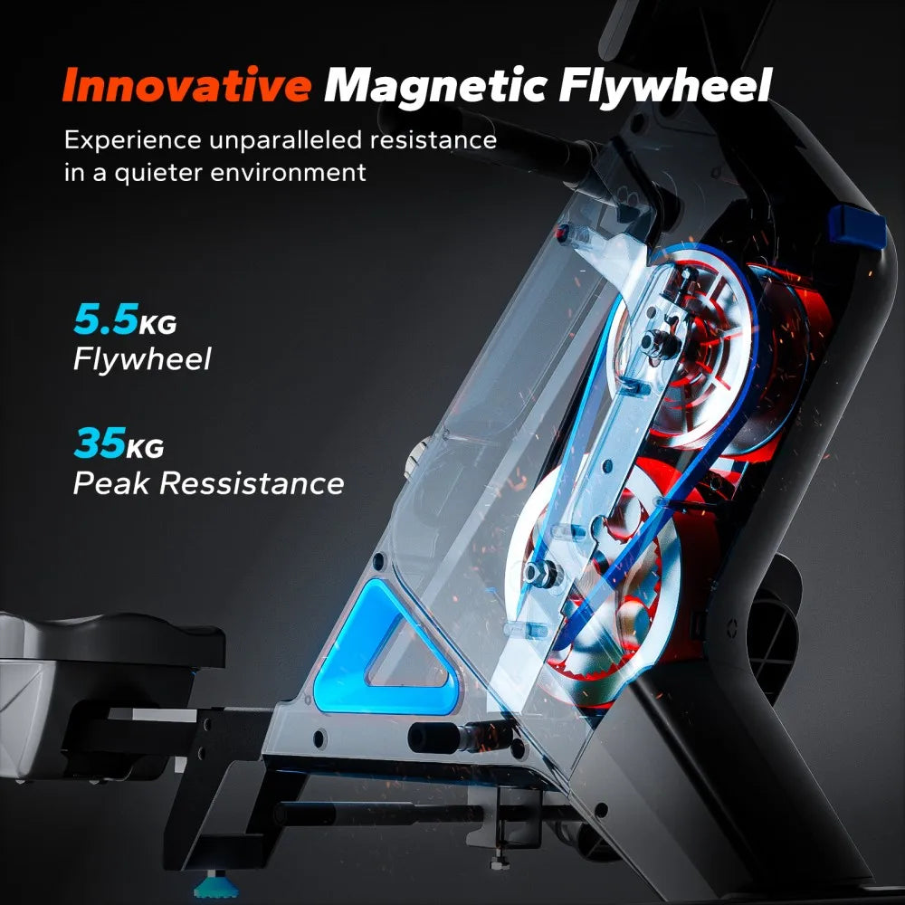 MERACH R05 Magnetic Rowing Machine, Foldable, 16 Resistance Levels, 350lbs Weight Capacity, Bluetooth & App