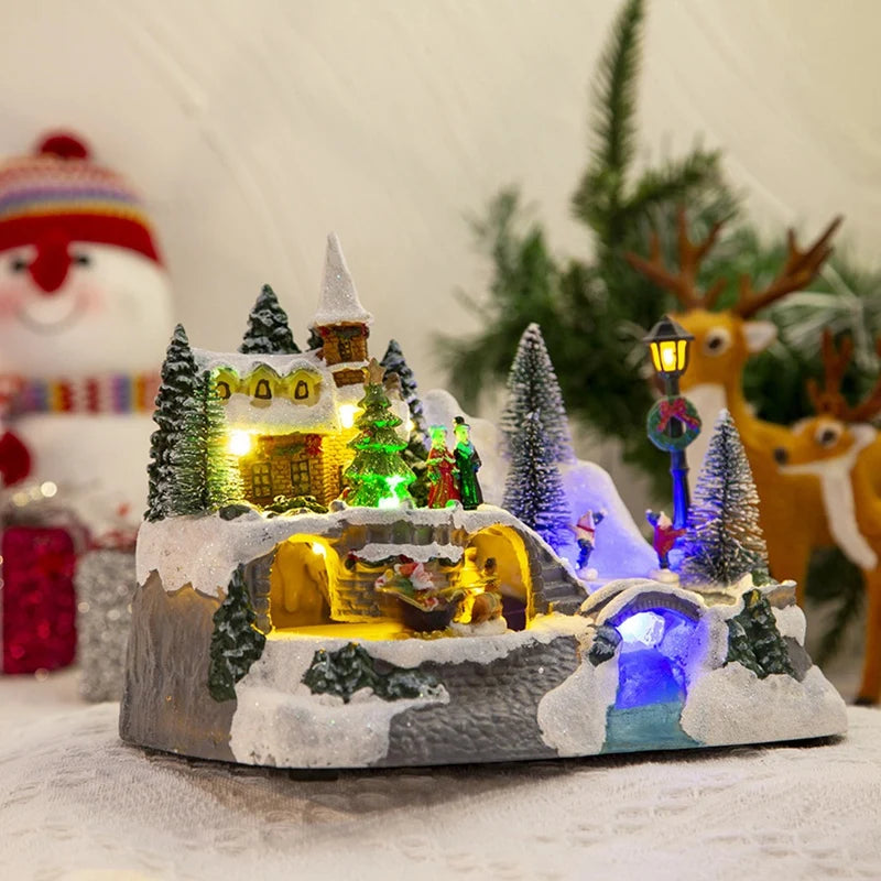 pendantChristmas Snow House Village LED Light Luminous Ornament Figurine Christmas Decorations Crafts Xmas Decor
