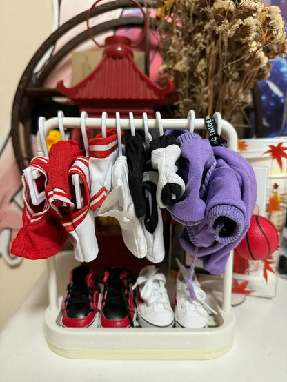 20cm Bjd Doll Clothes Storage Rack Shoe Display Rack Doll Mini Labubu Clothes Hanger Storage Box Clothes Support Rack Kids Gift
