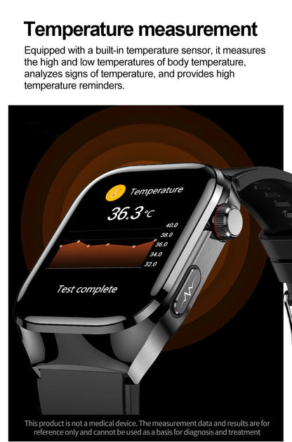 2025 New ECG+PPG Accurate Measure Heart Rate Smart Watch Men Blood Pressure Lipids Uric Acid Bluetooth Call Health Smartwatches
