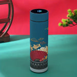 1pc Chinese Style Thermal Water Bottle, Retro Smart Temperature Display Insulated Cup, Stainless Steel Water Cup