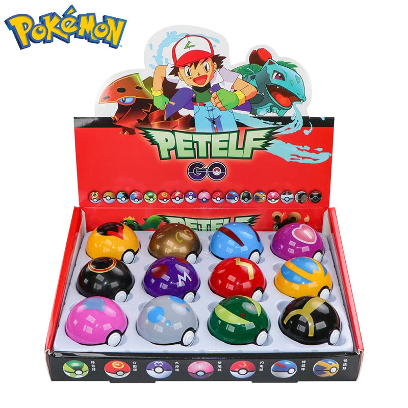 12Pcs/Set Pokemon Poke Ball Figure Toys Anime Pikachu Pocket Monster Pet Elf PVC Figurine Action Collection Model Dolls Gifts