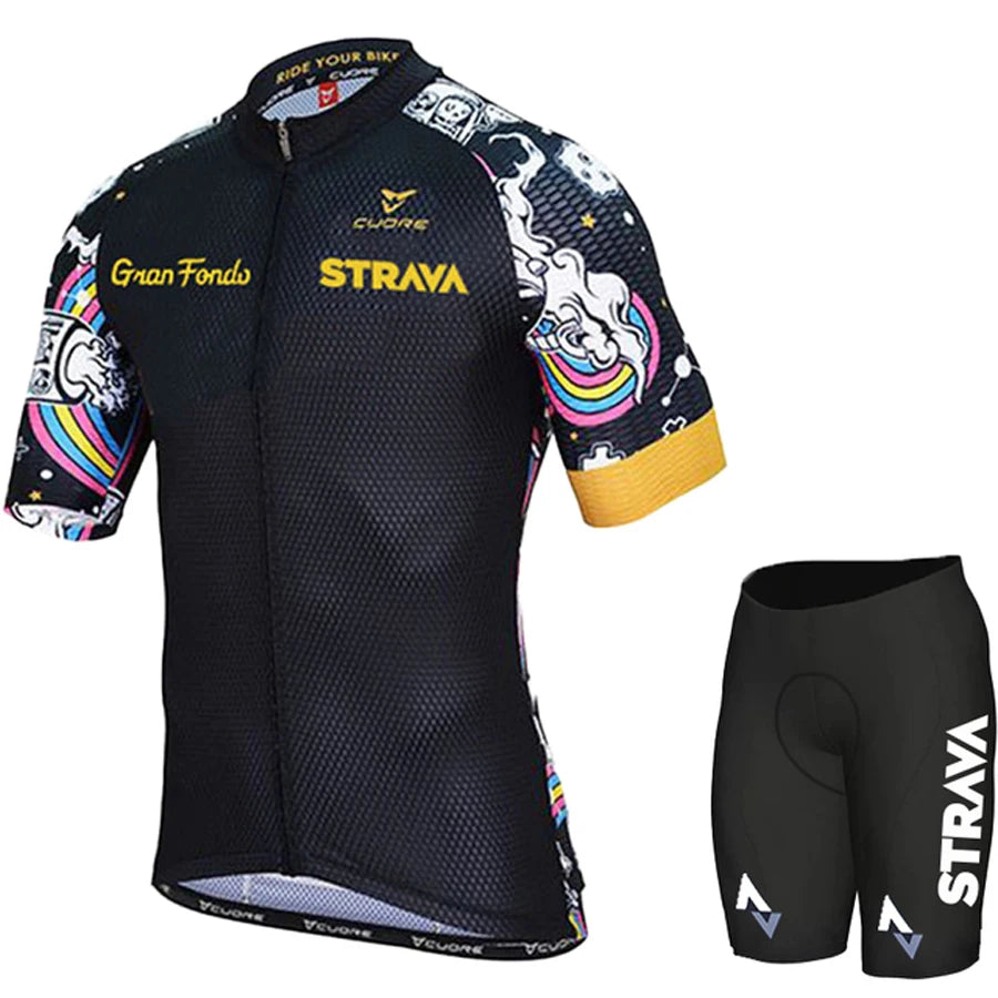 STRAVA Style Men's Summer Cycling Clothing Set