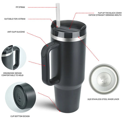 1pcs Watersy 40oz/1200ml Tumbler with Handle and Straw Lid Stainless Steel Keep Cold Vacuum Insulated Portable Car Travel Mug