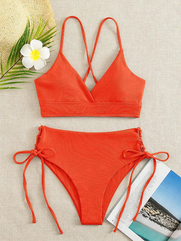 Cikini V-hals split bikiniset voor dames