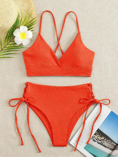 Cikini V-hals split bikiniset voor dames