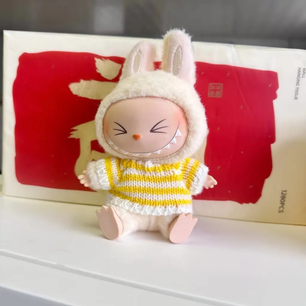 For Labubu'S Clothes Striped sweater outfit Match with hat pendant  Can match according to your preferences Labubu Accessories