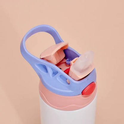 350ml Sublimation Straight Sippy Cup Flip Top Kids Bottle Stainless Steel Double Wall Water Tumbler with Straw Sippy Bottle