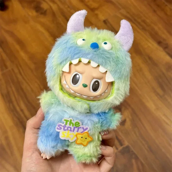 2025 New 17cm Blind Box Labubu Costume Cosplay Changeable Handmade Frog and Pig Plush Set Skirt Labubu Doll Costume