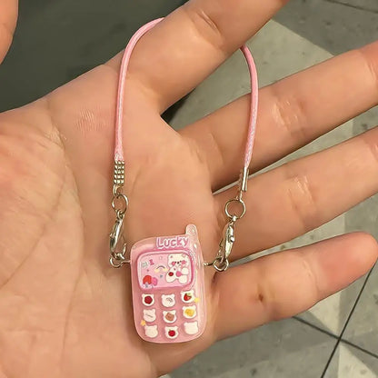 Dollhouse Mini Pendant Model Cartoon Cute Little Mini Mobile Phone Ornament for 15-17cm labubu Cartoon Pendant Sweet Couple Gift